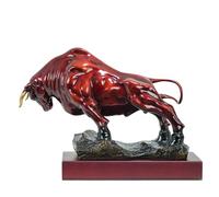 Générique Sculpture de Taureau en Bronze-Figurine et Statue de Taureau/Vache/bœuf en cuivre Pur, décoration Artistique à Collectionner, Figurine en Rage(L:12.6in Red)