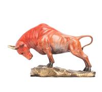 Générique Sculpture de Taureau en Bronze-Figurine et Statue de Taureau/Vache/bœuf en cuivre Pur, décoration Artistique à Collectionner, Figurine en Rage(L:7.9in Orange)