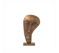 Générique Sculpture Décor Visage Abstrait Statue Buste Figurine Ornement en Résine Support Rectangulaire Stable Texture Antique Teinte Bronze Artistique Adaptée au Salon Bureau d'Entrée 40cm