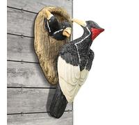 Générique Sculpture D'oiseau pour Jardin | Sculpture De Pic Vert sur Tronc d'arbre - Figurine Animale en Resine Pose Nourrissage pour Jardin Parc Et Exterieur