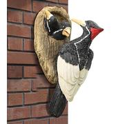 Générique Sculpture D'Oiseau sur Tronc pour Jardin | Sculpture De Pic Vert sur Tronc d'arbre | Ornements en Résine Animaux pour Maison De Campagne Pelouse Porche Entrée Arrière-Cour