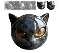 Générique Sculpture en Pierre De Luxe De Chat Noir - Cristaux Sculptés À La Main Et Pierres De Guérisons Sculptées | Figurine De Chat en Résine | Statue Élégante De Tête De Chaton pour La Maison