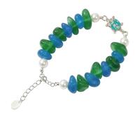 Générique Sea Glass Bracelet - Summer Bead Wristband, Adjustable Charm Band | Standard Adjustable Fit | Frosted Glass Beads, Animal Charm | Sea Glass Bracelet, Faith Jewelry Gift