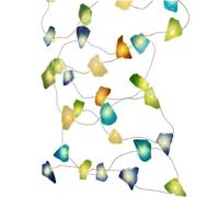 Générique Sea Glass LED String Lights - Coastal Ambient Glow Illumination Decorative Frosted Texture, Battery Operated + Warm White Diode | Shatterproof Tumbled Silica Pebble - For Patio & Garden