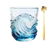 Générique Sea Glass Wave Coffee Mug,Handcrafted Ocean Wave Glass Mug,12oz Textured Ocean Theme Drinking Cup,for Tea Hot Milk Juice Home Office Women Men
