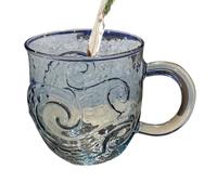 Générique Sea Glass Wave Cup - Verres Soufflés À La Main Inspirés De L’océan | Tasse À Vin De Thé De Café Artistique De 10 Oz, Verre De Texture De Vague De Plage, Cadeau De Gobelet De Style Fait À