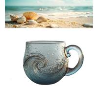 Générique Sea Glass Wave Mug, 12 Oz Handblown Ocean Wave Glass Mug Cup, Handcrafted Sea Inspired Drinkware, Artistic Ocean-Themed, for Oceans Lovers (1*Pcs,A)