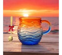Générique Sea Glass Wave Mug,12 Oz Handblown Ocean Wave Glass Mug Cup,Unique Textured Seas Inspired Drinkware Mugs,For Tea,Coffee, Wine,Or Cocktails,Gift For Sea & Beach Lovers (B-1pcs, SIZE)