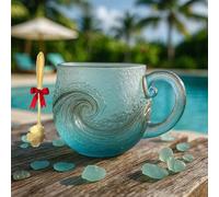 Générique Sea Glass Wave Mug,12 Oz Handblown Ocean Wave Glass Mug Cup,Unique Textured Seas Inspired Drinkware Mugs,For Tea,Coffee, Wine,Or Cocktails,Gift For Sea & Beach Lovers (A-1pcs, SIZE)