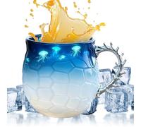 Générique Sea Theme Coffee Mug - 4.72x3.15x3.35 Inches 14oz Sea Glass Wave Mug, Hand-Blown Glassware, Clear Glass Coffee Cups | For Juice Milk Study Living Room Teachers Students Office Restaurants