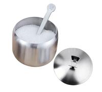 Générique Seasoning Jar, Stainless Steel Container, Sugar Bowl with Lid and Spoon, Kitchen Organizer for Salt, Pepper, Condiments, Ideal for Cooking, Baking, Bbq, Grill 3.74x4.33 Inch