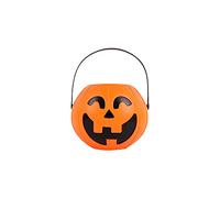 Générique Seau à Bonbons Halloween Sourire du Diable - Seau Citrouille Portable Halloween avec Poignée, Design Amusant et Effrayant - Accessoire de Déguisement et Rangement de Friandises pour Enfants