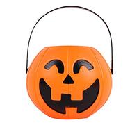 Générique Seau à Bonbons Halloween Sourire du Diable - Seau Citrouille Portable Halloween avec Poignée, Design Amusant et Effrayant - Accessoire de Déguisement et Rangement de Friandises pour Enfants