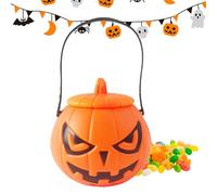 Générique Seau À d'halloween avec Tour De Couvercle Ou Porte-Bonbons De Friandises - Bonbons d'halloween pour Les Nouveauaire Polyvalent Pumpkin Treat Pale | Contenant De Bonbons Portable Goo