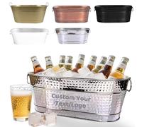 Générique Seau a Glacon personnalisé avec Texte & Logo, 15L Bassine Zinc, Seau a Champagne, Bacs à Boissons, Seau à Glace pour Fête de Jardin