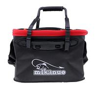 Générique Seau de Pêche Pliable avec Support Solide Récipient d'eau Étanche Boîte Rabattable Facile à Transporter Conception EVA Épaisse Adapté à La Pêche L'Ent, Noir et Rouge, 35cm
