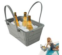 Générique Seaux À Glace | Seau À Bière Pliable en Silicone avec Couvercle | Grande Capacité, Accessoires Réutilisables pour Pique-Nique, Barbecue, Plage, Bar Domicile Et Événements