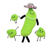 Générique Secret Staycation Edamame Family Plush - Oreiller en Peluche De 31 Cm avec Collier De Perles Et Fermeture Éclair, Jouet en Peluche Secret Stay avec Trois Poupées De Haricots pour -TS