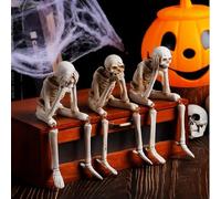 Générique See No Evil Hear No Evil Speak Nos Evils Statues, Halloween Indoor Shelf & Table Decor Skeleton Figurines, Haunted House Party Decor Shelf Accessories (3Pcs)