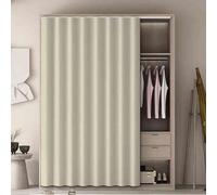 Générique Self-Adhesive Dustproof Curtain for Wardrobe and Bookcase Storage Solution, No Drilling with Rail, Ideal for Bedroom and Living Room