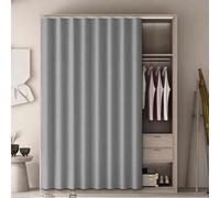 Générique Self-Adhesive Dustproof Curtain for Wardrobe and Bookcase Storage Solution, No Drilling with Rail, Ideal for Bedroom and Living Room