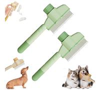 Générique Self-Cleaning Pet Flea Comb Grooming Brush, 2025 New Grooming Brush Flea Comb for Cats and Dog, Pet Flea Comb for Cats & Dogs, Pet Grooming Brush for Short&Long Hair (Green*2)