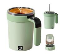 Générique Self Stirring Coffee Mug, Electric Automatic Magnetic Stirring Coffee Mug with Lid and Temperature Display, Rechargeable,for Coffee Chocolate Milk Tea (Green)