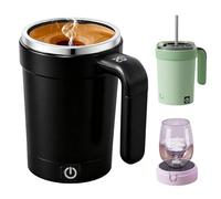 Générique Self Stirring Coffee Mug, Electric Automatic Magnetic Stirring Coffee Mug with Lid and Temperature Display, Rechargeable,for Coffee Chocolate Milk Tea (Black)