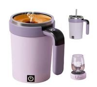 Générique Self Stirring Coffee Mug, Electric Automatic Magnetic Stirring Coffee Mug with Lid and Temperature Display, Rechargeable,for Coffee Chocolate Milk Tea (Purple)