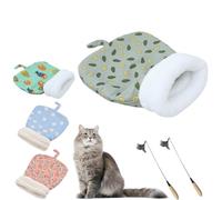 Générique Self-Warming Pet Bed for Cats & Small Dogs - Cozy Handwoven Cave Bed with Thermal Material,Portable Sleeping Pad (Dark Green, Large)