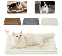 Générique Self-Warming Pet Mat,Soft Washable Scratch-Resistant Self-Heating Cat Bed,Without Electricity Machine Washable Thermal Pet Pad Crate Blanket (White, M)