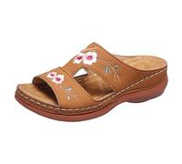 Générique Semelles rthopéDiques Été dames compensé roderie fleur sandales chaussures pour femmes Sandales Femme Plates éTé Femme éTé CompenséEs (Brown, 38)
