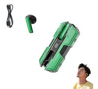 Générique Semi in Ear Wireless Headset, Suerteyay Mini Bluetooth Headsets, Semi in Ear Bone Conduction Earbuds Wireless Bluetooth, Magnetic Snap-Together Design Mecha Appearance for Daily Use (Green)