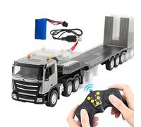 Générique Semi-remorque - Camion Télécommandé À Plat À 9 Canaux ABS | 83x10x13cm avec Remorque | Jouet De Véhicule RC Sonore LED 2,4 GHz pour D'intérieur pour Et Adultes