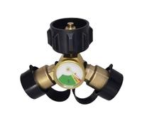 Générique Séparateur de Propane Double Voie | Double Diviseur de Réservoir QCC avec Manomètre | Robinet d'Arrêt en Laiton Étanche Accessoires de Réchauds Portables pour Intérieur Extérieur et Camping