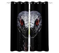 Générique Serpent Venimeux Rideau Occultant Salon 75x166cm, Vipère sur Fond Noir Rideau Occultant Thermiques Rideaux À Oeillets, Anti Bruit, pour Salon Et Chambre, Exterieur Terrasse Lot De 2