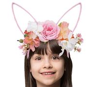 Générique Serre-tête à Oreilles de Lapin - Bandes pour la Tête avec Fleurs | Bandeau de Lapin - pour Déguisement Femmes et pour les Fêtes de Noël Halloween et Saint-Valentin