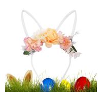 Générique Serre-tête à Oreilles de Lapin - Bandes pour la Tête avec Fleurs - Bandeau de Lapin,Pour et Femmes Costumes de Noël Halloween Saint-Valentin