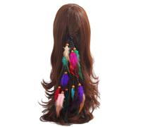 Générique Serre-tête bohème en plumes - Chouchous colorés tissés à la main avec perles et plumes, accessoires cheveux tendance pour femme (lot de deux)