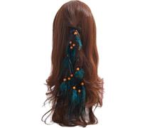 Générique Serre-tête bohème en plumes - Chouchous colorés tissés à la main avec perles et plumes, accessoires cheveux tendance pour femme (Lot de deux vert foncé)