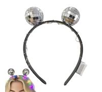 Générique Serre-Têtes à Boule Disco pour les Femmes | Accessoire Rétro Disco en Miroir pour Tête,Bandeau LED Fonctionne sur Piles pour Halloween Fête Anniversaire Noël Fournitures de Soirée
