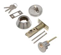 Générique Serrure de Porte d'Entrée à Clé Ronde Simple Face en Acier Inoxydable Verrou de Confidentialité Intérieur Fermeture Sécurisée pour Chambre la Cuisine et Salle de Bain