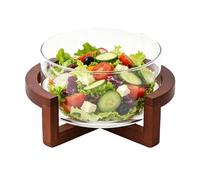 Générique Serveerschaal met houten basis - 1800 ml kom Salade Voedselveilig, Robuuste keukenkom, Elegante slakom serveren, Veelzijdige kom | Eten Familiereünie Feestje Pasta Fr