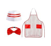 Générique Server Outfits - Popcorn Suit for | Red Striped Fabric with Novelty Hat & Theater Styles for Pageants, Holidays, Fairs and Celebrations Theatrical Hospitality Uniform