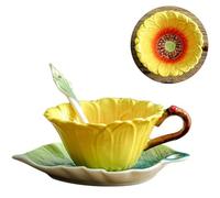 Générique service à thé de l'après-midi en céramique émaillée, ensemble de tasses à café, série créative de tasses 3D Jungle (Tournesol)