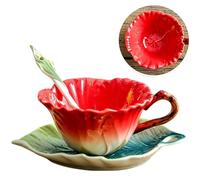 Générique service à thé de l'après-midi en céramique émaillée, ensemble de tasses à café, série créative de tasses 3D Jungle (Hibiscus)