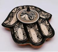 Générique Service dégustation 7 pièces - Grand modèle - Main de Fatma - Khamsa - Haute Qualité - Artisanat Marocain - Chaque pièce est unique et authentique - (Noir)