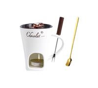 Générique Service Fondue au Chocolat, 130ML Tasse Fondre Chocolat Céramique, Kit de Tasse Fondre Chocolats Fait Main avec Fourchette Cuillère, Service Fondue Fromage Chocolats Thé Polyvalent