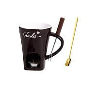 Générique Service Fondue au Chocolat, 130ML Tasse Fondre Chocolat Céramique, Kit de Tasse Fondre Chocolats Fait Main avec Fourchette Cuillère, Service Fondue Fromage Chocolats Thé Polyvalent