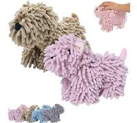 Générique Serviette à Main en Chenille Motif Chien, Serviette de séchage Ultra-absorbante en Microfibre, Mignonne en Forme de Chiot, Qui ne Peluche Pas et sèche Rapidement, idéale (Marron+Rose)